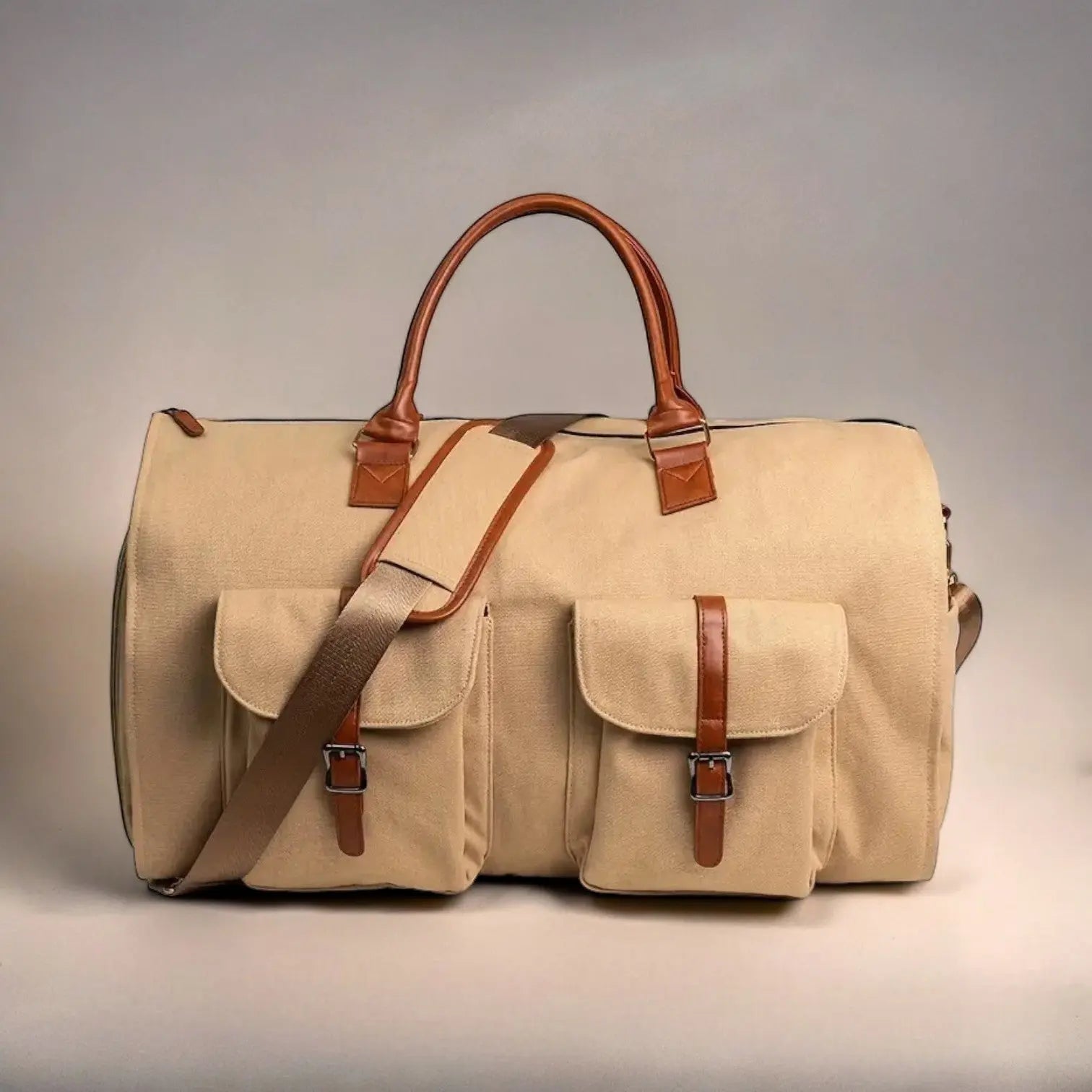Luxe Leather Travel Duffle Bag | 2-in-1 Garment & Carry-On, Water-Resistant with Shoe Compartment for Travel and Business Trips