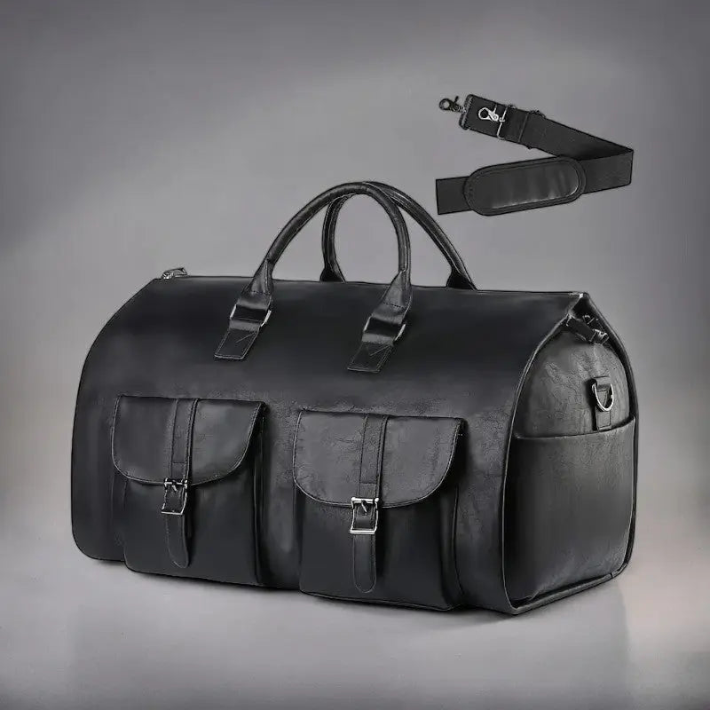 Luxe Leather Travel Duffle Bag | 2-in-1 Garment & Carry-On, Water-Resistant with Shoe Compartment for Travel and Business Trips