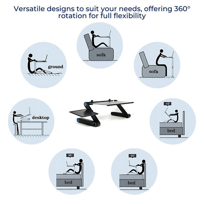 Adjustable Laptop Stand for Bed, Couch & Desk - Ergonomic Design with Cooling Function for Comfort and Productivity
