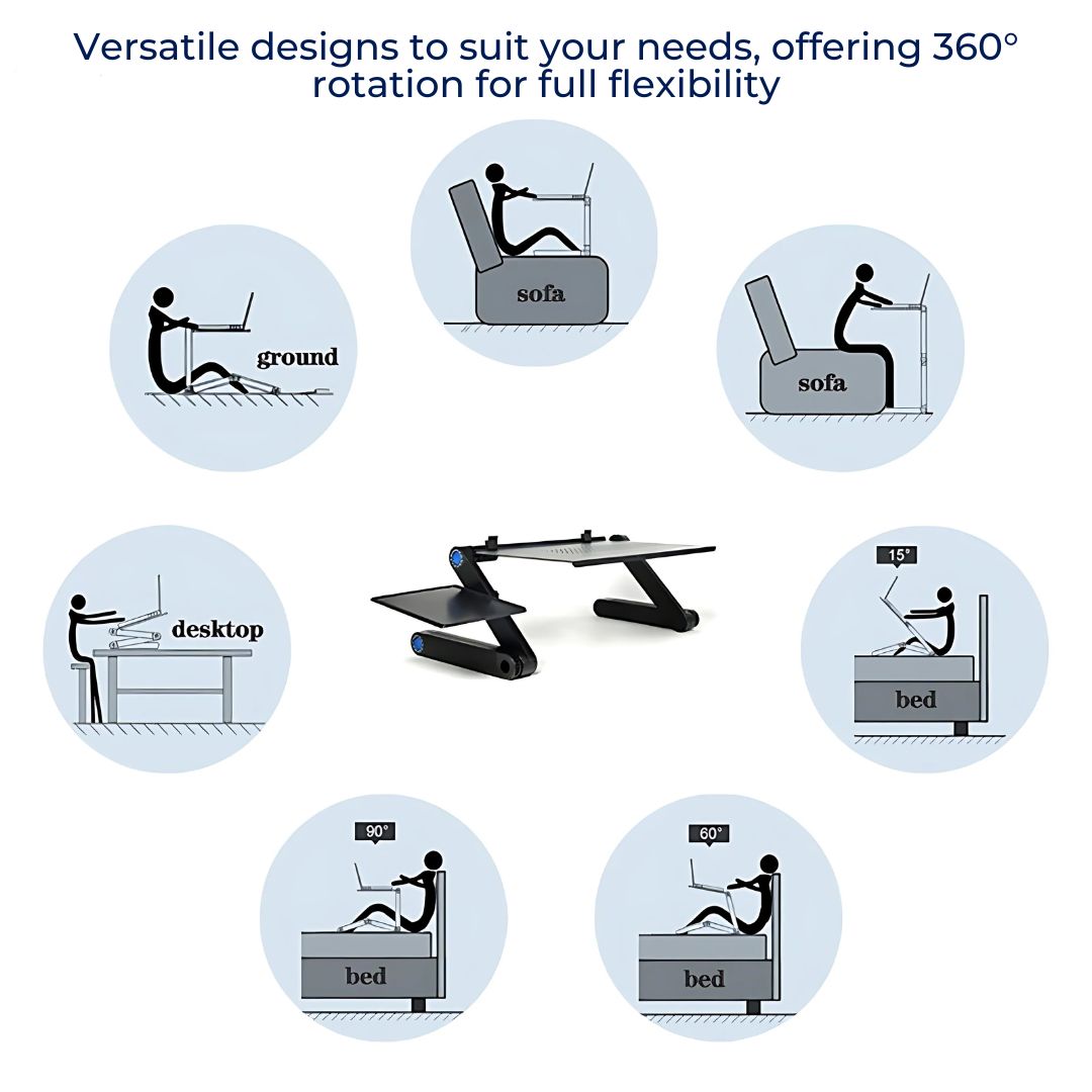 Adjustable Laptop Stand for Bed & Couch - Cooling Tray for Desk-Free Work on Laptop Sofa Table