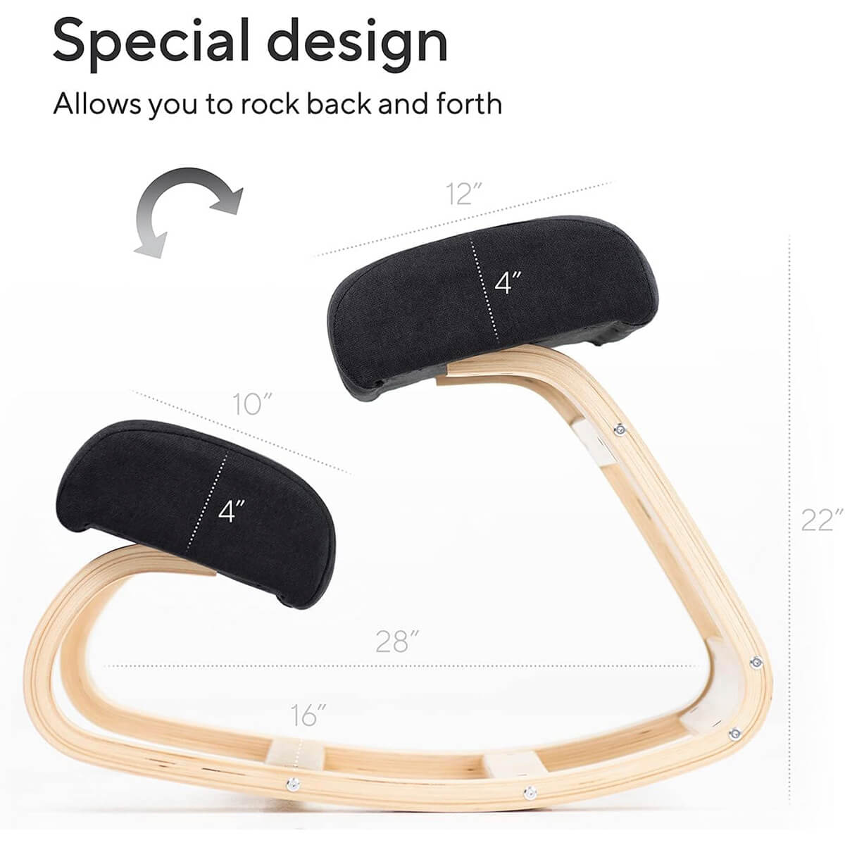 Ergonomic Kneeling Chair | Cushioned Seat for Improved Posture & Comfort at Home or Office