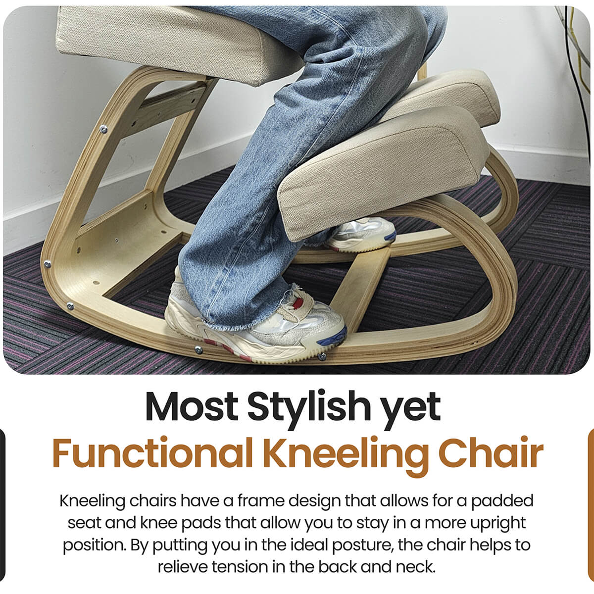 Ergonomic Kneeling Chair | Cushioned Seat for Improved Posture & Comfort at Home or Office