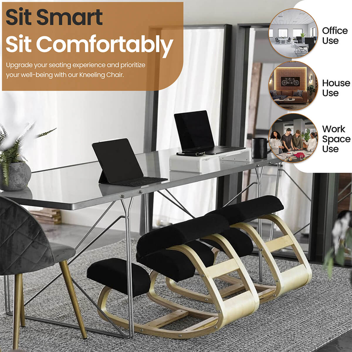Ergonomic Kneeling Chair | Cushioned Seat for Improved Posture & Comfort at Home or Office