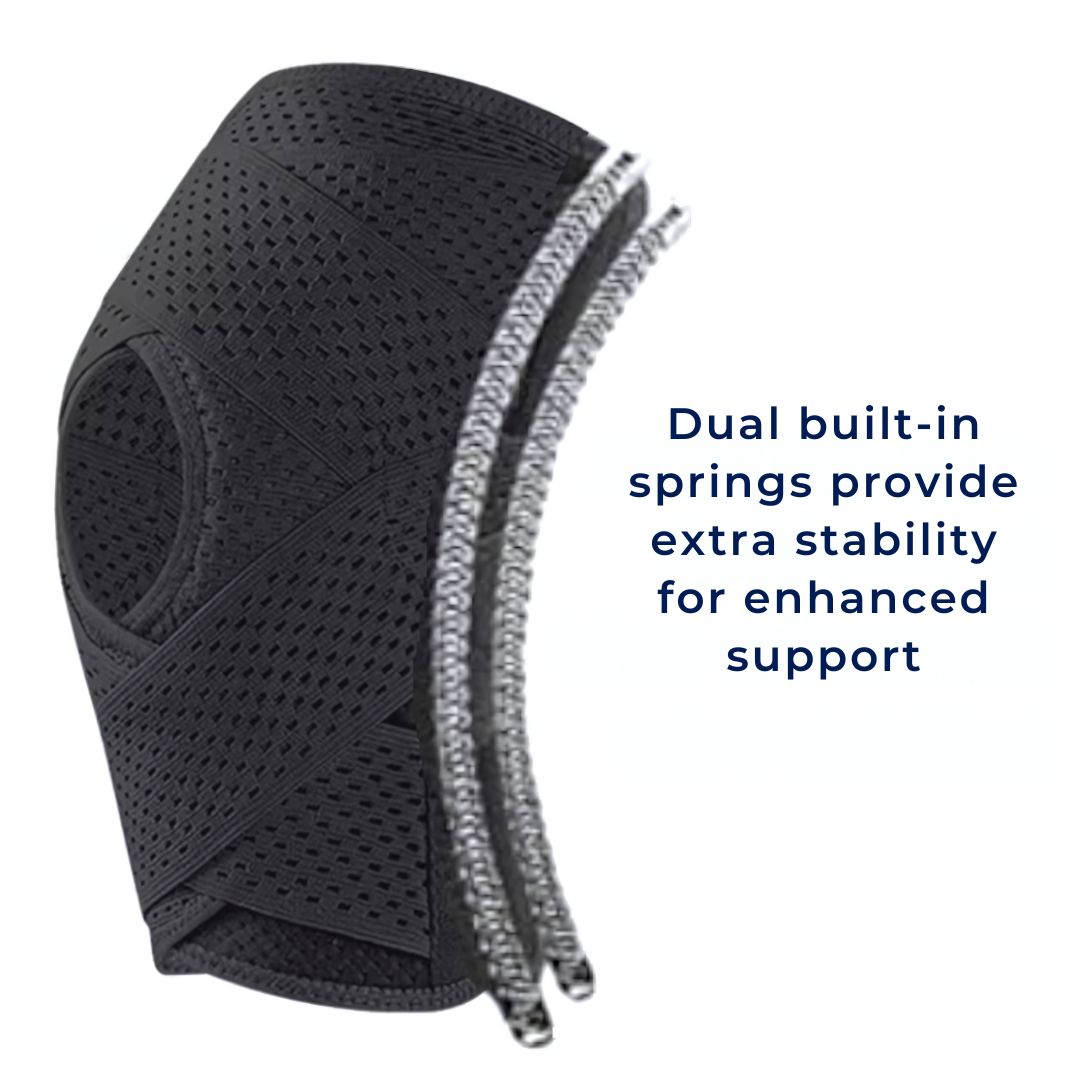 Knee Straps for Gym – Compression Knee Pads with Support Springs & Tension Strap for Stability & Pain Relief