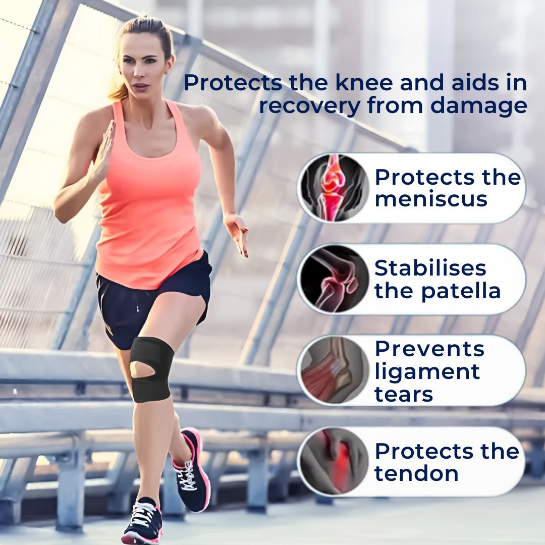 Knee Straps for Gym – Compression Knee Pads with Support Springs & Tension Strap for Stability & Pain Relief