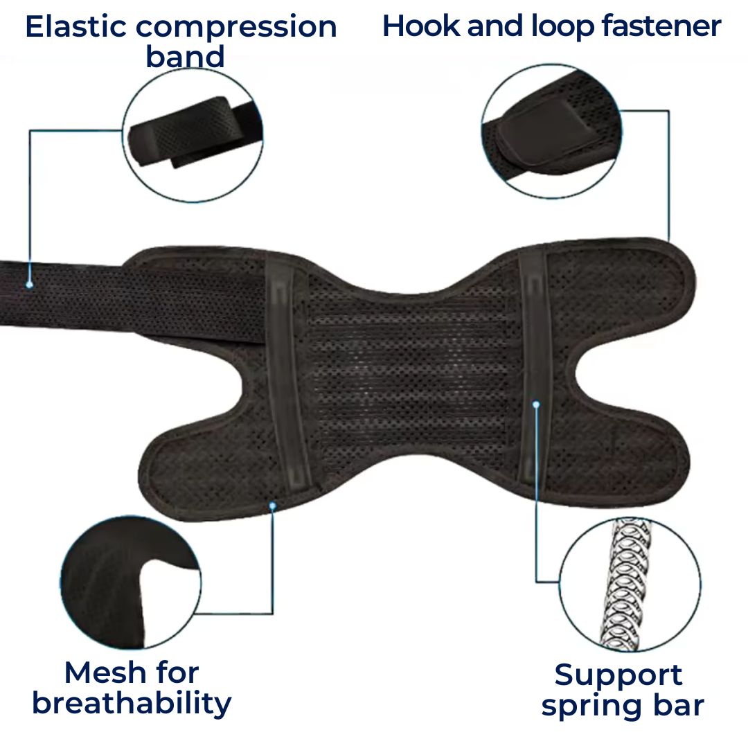 Knee Straps for Gym – Compression Knee Pads with Support Springs & Tension Strap for Stability & Pain Relief