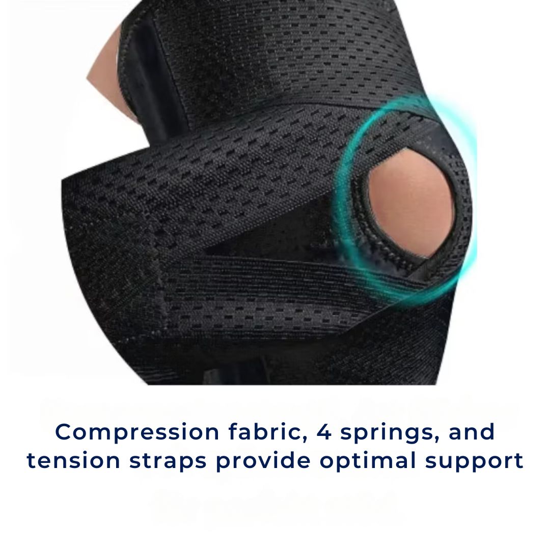 Knee Straps for Gym – Compression Knee Pads with Support Springs & Tension Strap for Stability & Pain Relief