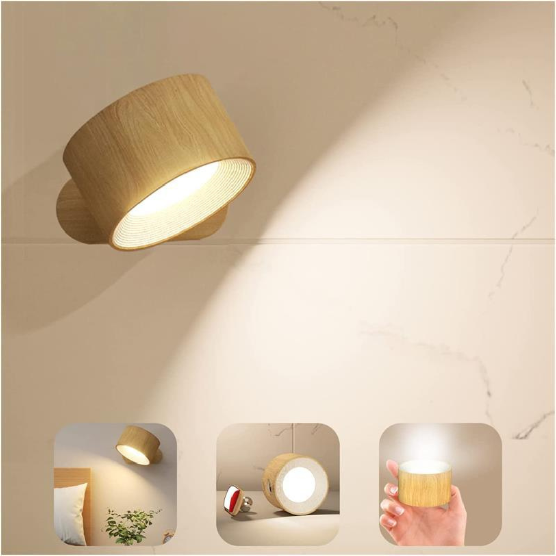 Wireless Rechargeable 360° Wall Light | Energy-Saving LED, Touch Control & Versatile for Home Lighting