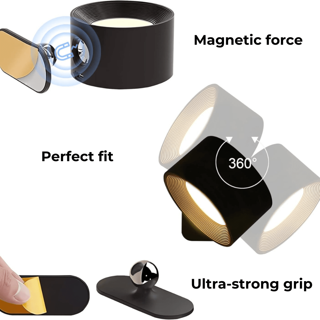 Wireless Rechargeable 360° Wall Light | Energy-Saving LED, Touch Control & Versatile for Home Lighting