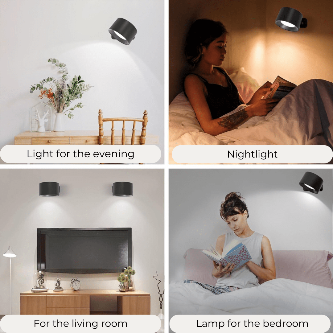Wireless Rechargeable 360° Wall Light | Energy-Saving LED, Touch Control & Versatile for Home Lighting
