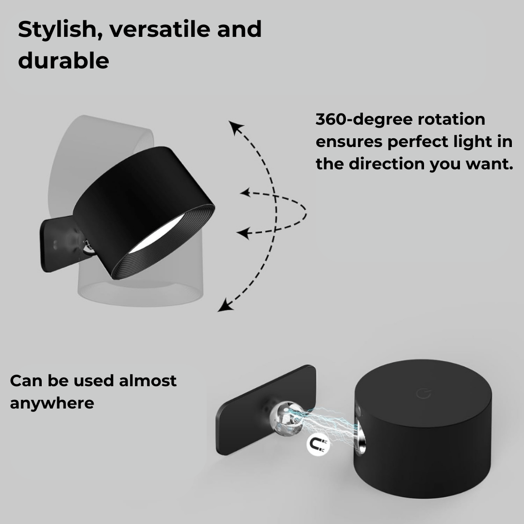 Wireless Rechargeable 360° Wall Light | Energy-Saving LED, Touch Control & Versatile for Home Lighting