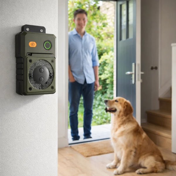 Doorbell & Visitor Bark Control | Automatic Indoor Ultrasonic Silencer for Hallway & Postman