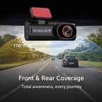 4K Wireless Dash Cam Front and Rear – Ultra HD Dashboard Camera for Car (FREE 64GB SD Card & Pro Installation Kit)
