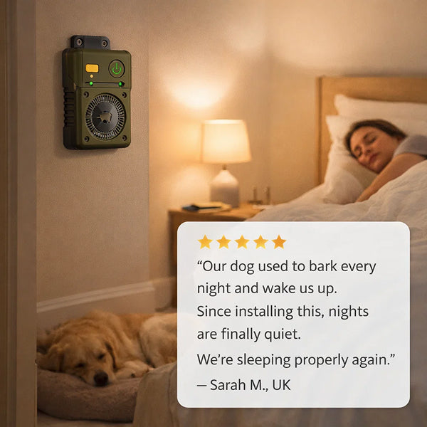 Automatic Night Bark Stopper | Silent Ultrasonic Dog Silencer for Indoor Sleep & Home Peace