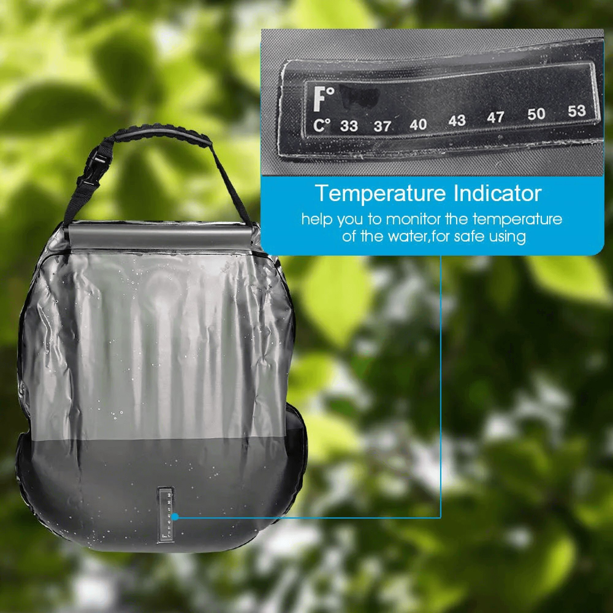 Portable Solar Shower Bag for Camping Van and Tents
