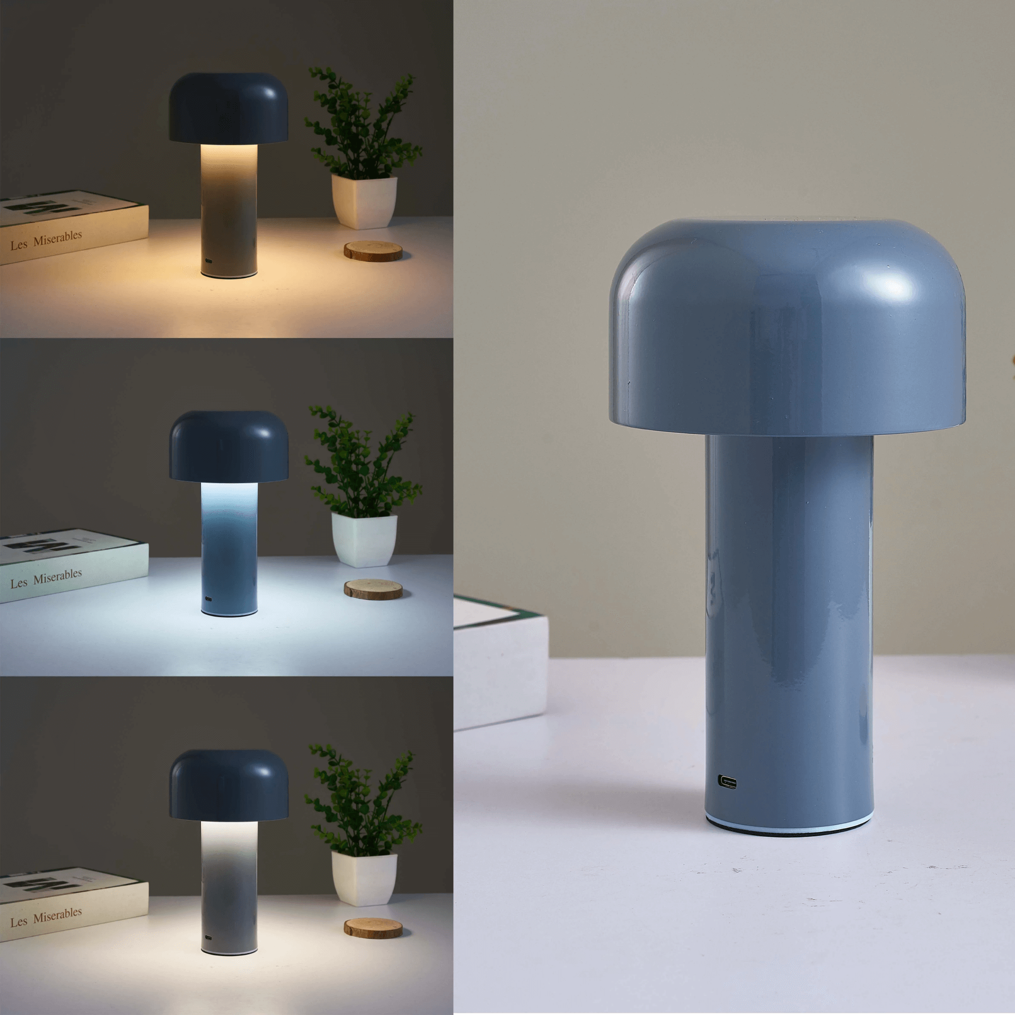 Cordless Mushroom Battery Operated Rechargeable Table Lamps Lights for Bedside and Dining Table Room