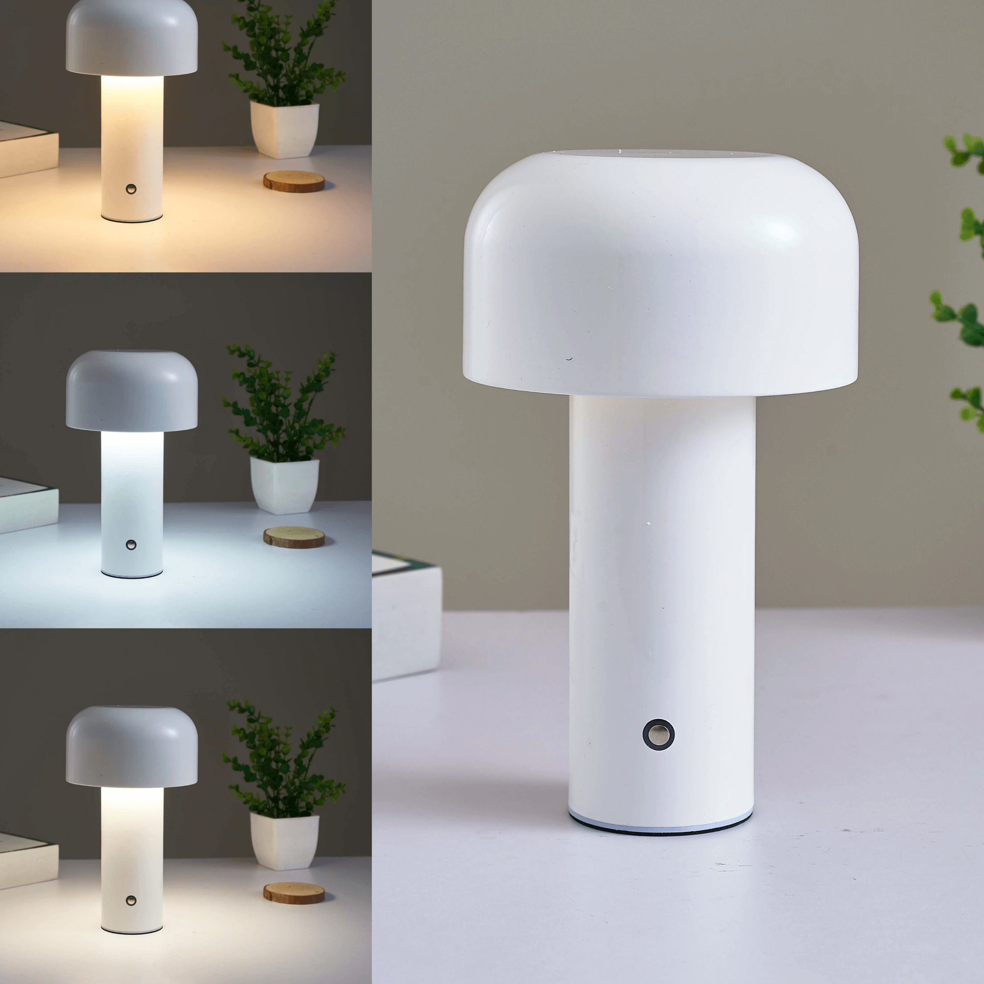 Cordless Mushroom Battery Operated Rechargeable Table Lamps Lights for Bedside and Dining Table Room