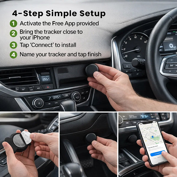 GPS Tracker for Cars | No Subscription, Compatible with Android & iOS for Vehicle Location Tracking