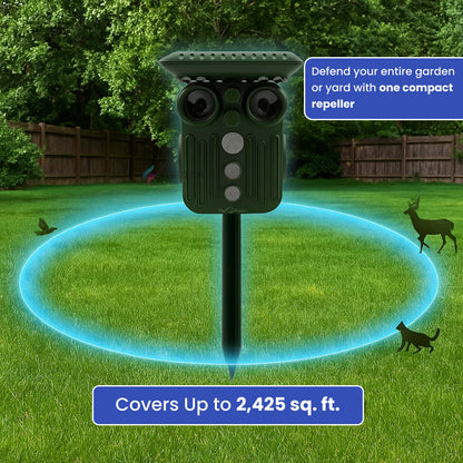 Ultrasonic Solar Deer Repeller | 5 Adjustable Modes. Waterproof & Eco-Friendly for Home Gardens and Yards
