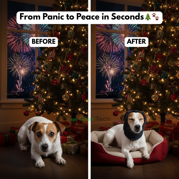 Noise-Suppressing Dog Ear Protectors | Comfortable, Breathable Polyester for Fireworks & Thunderstorm Anxiety Relief