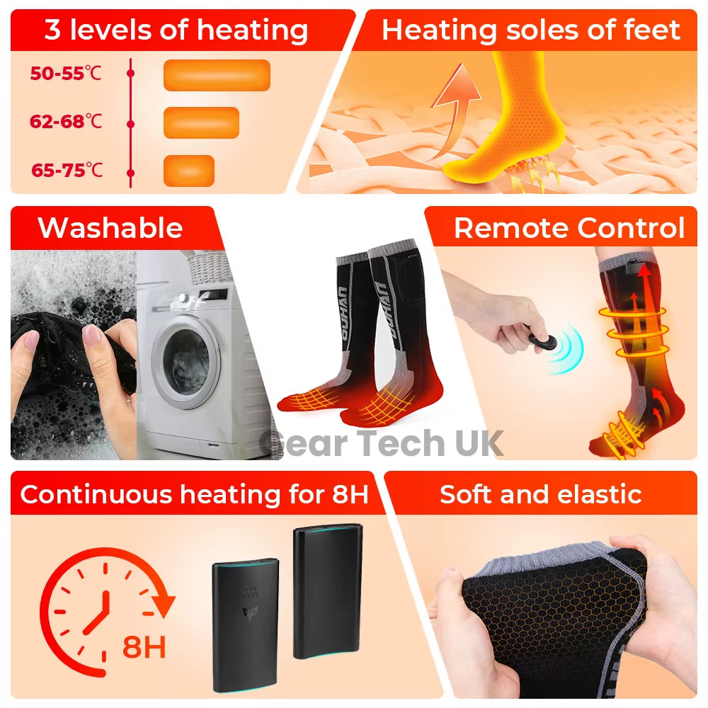 Rechargeable Heated Work Socks for Men & Women – Electric Thermal Foot Warmers for Work Boots, Gardening & Outdoor Jobs UK