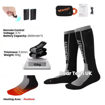Rechargeable Heated Ski Socks & Foot Warmers – Electric Thermal Socks for Skiing, Snowboarding & Winter Sports UK