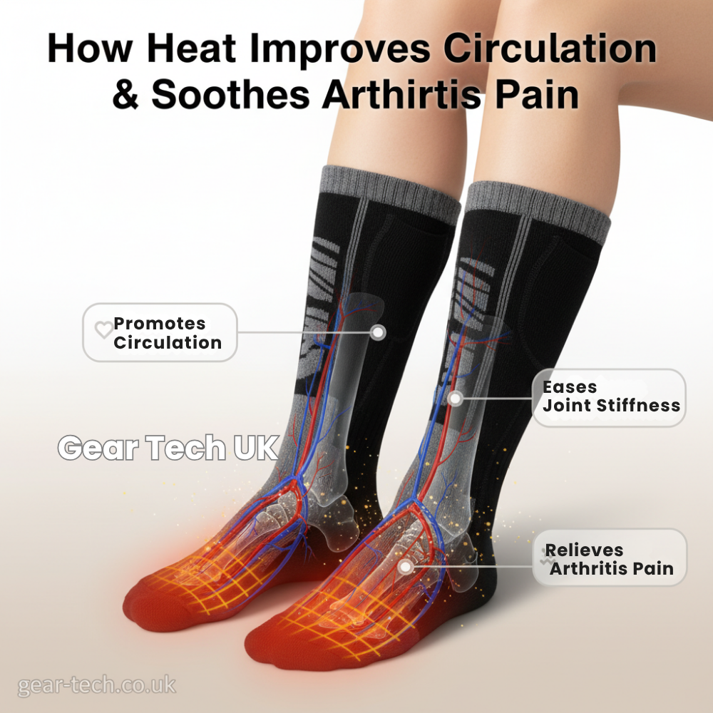 Rechargeable Heated Socks for Arthritis & Poor Circulation – Electric Thermal Foot Warmers for Cold Feet Relief UK