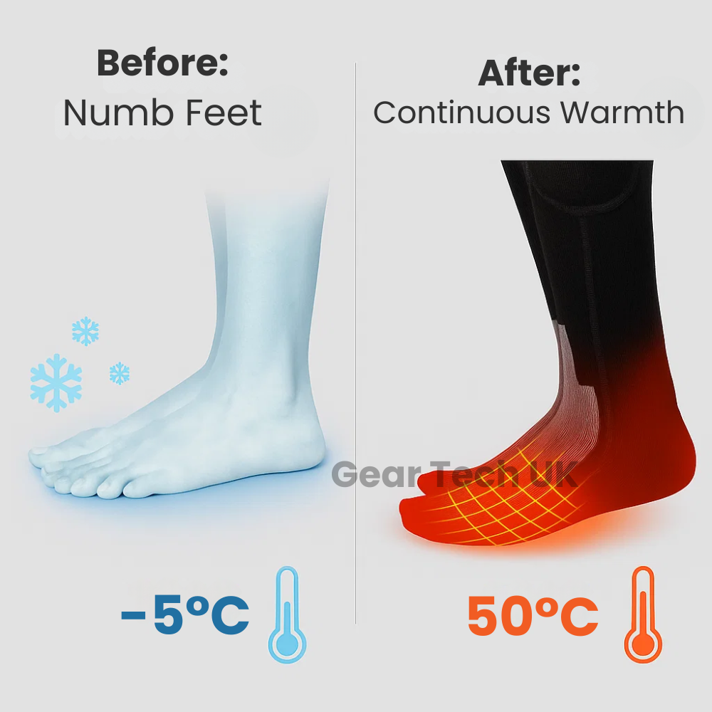 Rechargeable Heated Work Socks for Men & Women – Electric Thermal Foot Warmers for Work Boots, Gardening & Outdoor Jobs UK