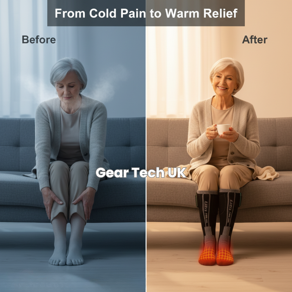 Rechargeable Heated Socks for Arthritis & Poor Circulation – Electric Thermal Foot Warmers for Cold Feet Relief UK