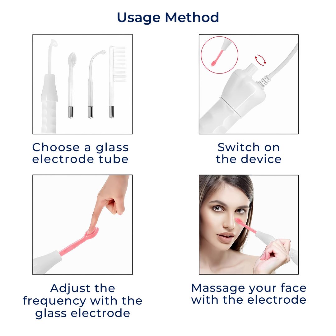 High Frequency Facial Device – At-Home D’Arsonval Beauty Tool for Acne, Skin Tightening & Hair Growth