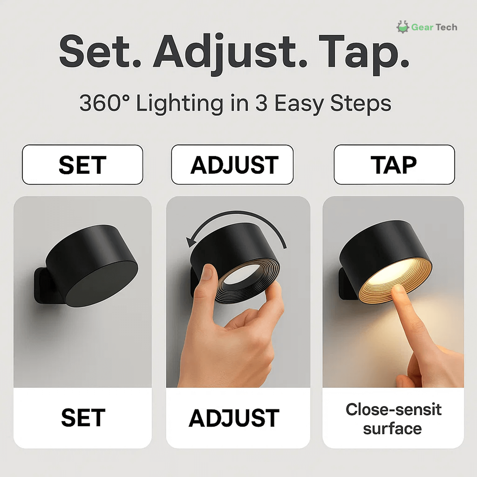 Wireless Rechargeable 360° Wall Light | Energy-Saving LED, Touch Control & Versatile for Home Lighting