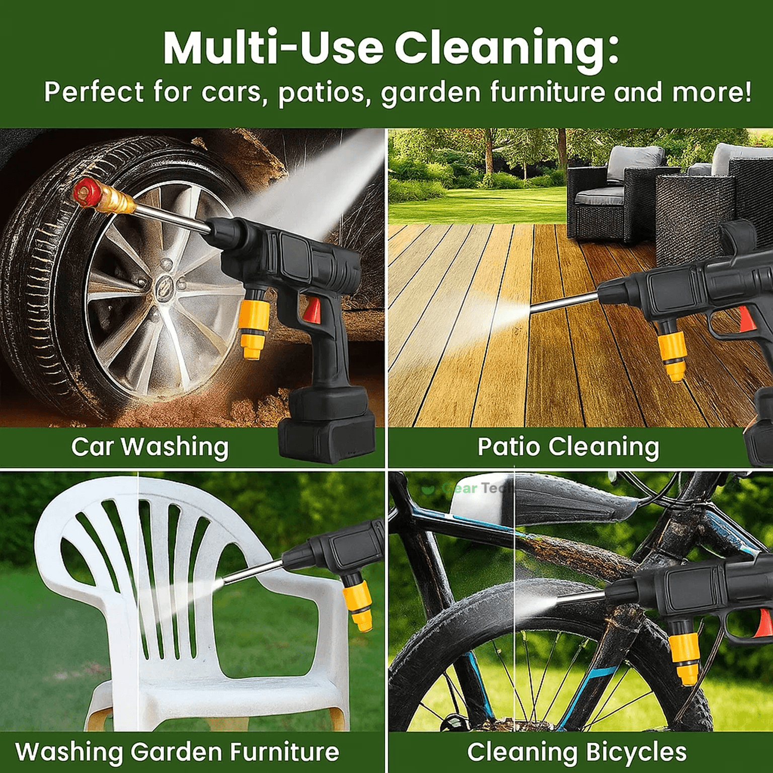 Cordless Portable High Pressure Spray Water Gun Set | Ideal for Cleaning Cars, Patios & Garden Furniture