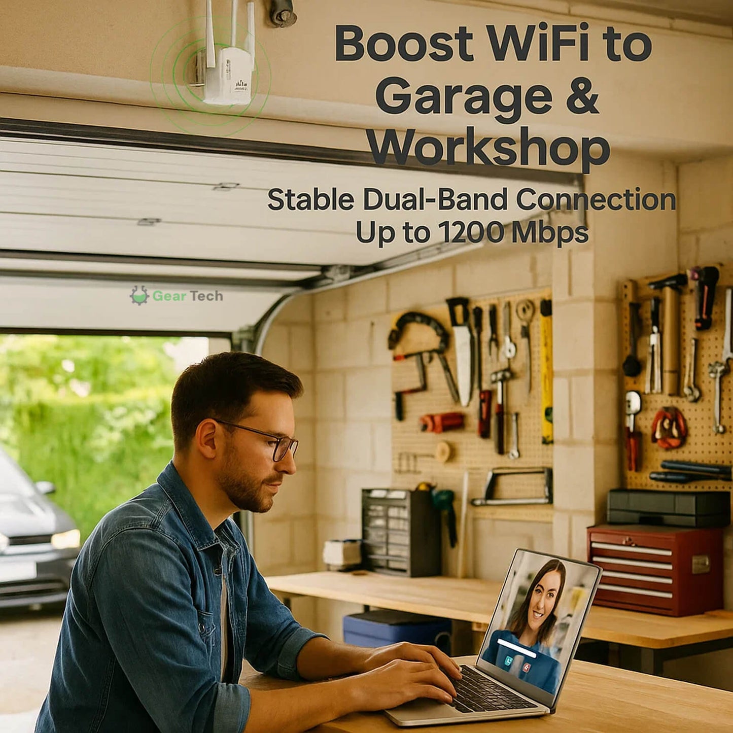 Long-Range Outdoor WiFi Booster | Dual-Band, 1200Mbps Speed for Total Coverage in Garden & Garage
