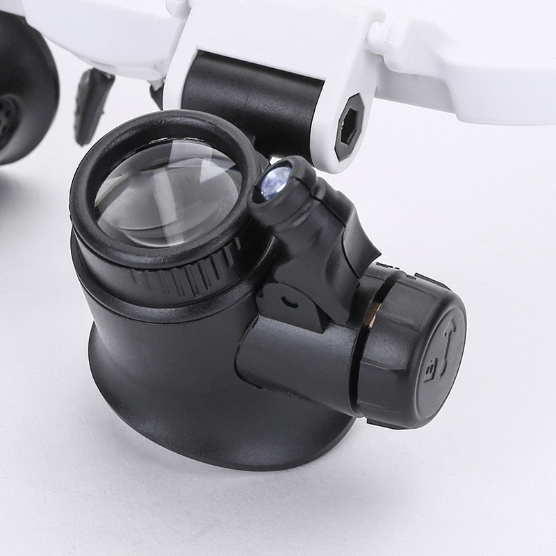 Adjustable LED Magnifying Glasses – Head-Mounted 8× / 15× / 23× Magnification for Precision Work & Hobbies