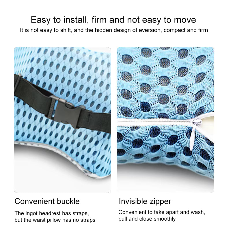 Back Support Cushion for Car – Memory Foam Lumbar Pillow for Car Seat, Breathable Mesh for Long Drives