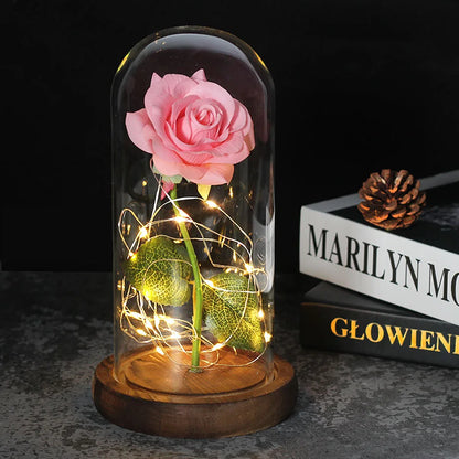 Eternal Rose in Glass Dome | Handpicked, LED Lit & Ideal for Romantic Gifts and Home Decor