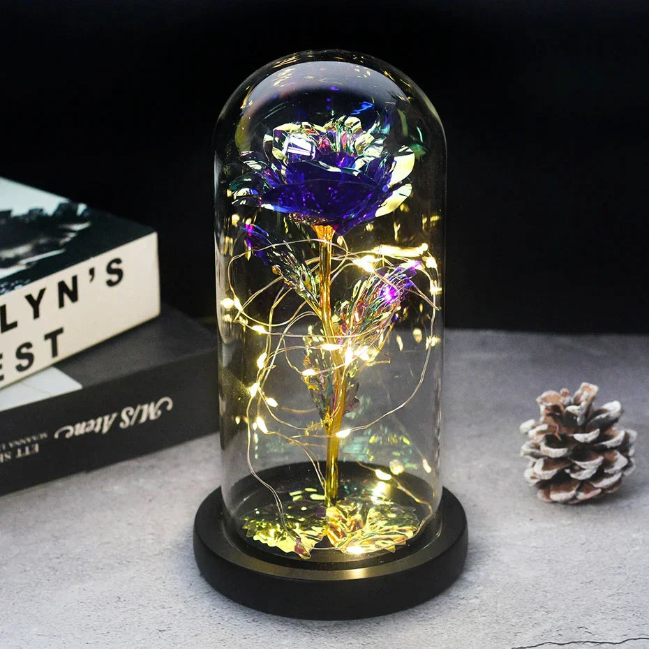 Eternal Rose in Glass Dome | Handpicked, LED Lit & Ideal for Romantic Gifts and Home Decor