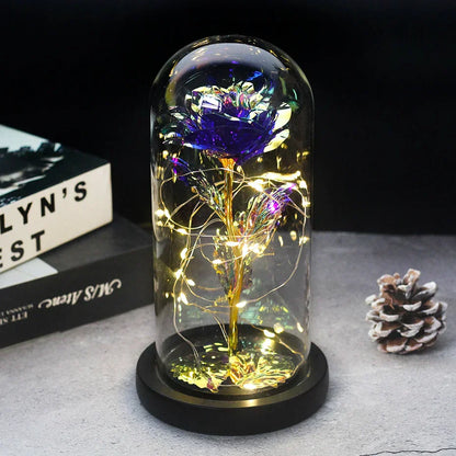 Eternal Rose in Glass Dome | Handpicked, LED Lit & Ideal for Romantic Gifts and Home Decor