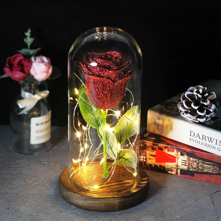 Eternal Rose in Glass Dome | Handpicked, LED Lit & Ideal for Romantic Gifts and Home Decor