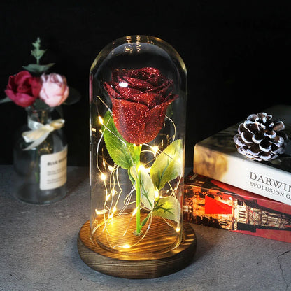 Eternal Rose in Glass Dome | Handpicked, LED Lit & Ideal for Romantic Gifts and Home Decor
