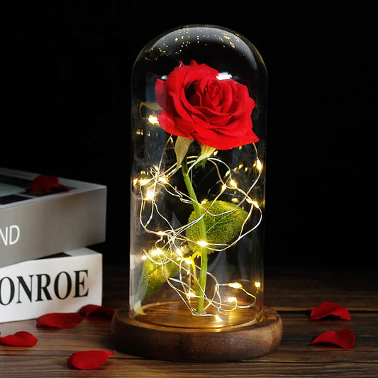 Eternal Rose in Glass Dome | Handpicked, LED Lit & Ideal for Romantic Gifts and Home Decor