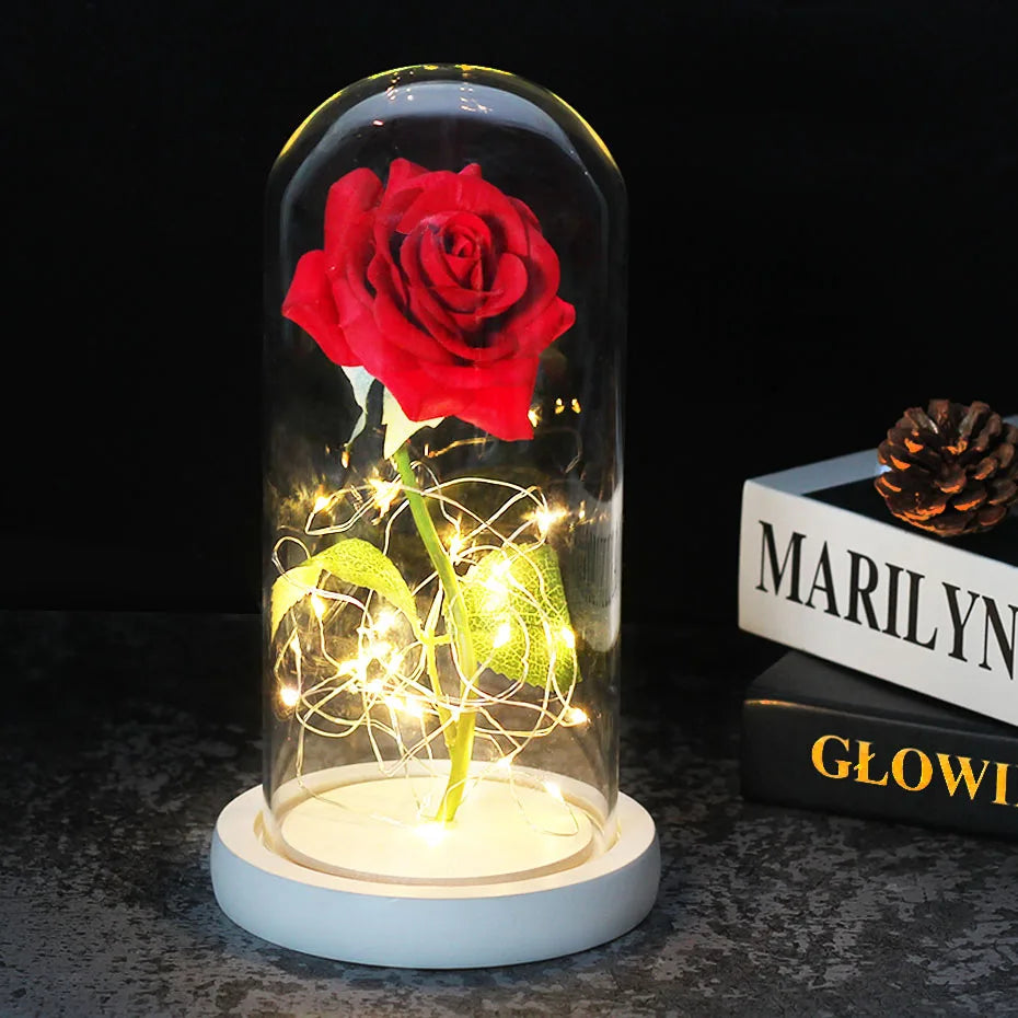 Eternal Rose in Glass Dome | Handpicked, LED Lit & Ideal for Romantic Gifts and Home Decor