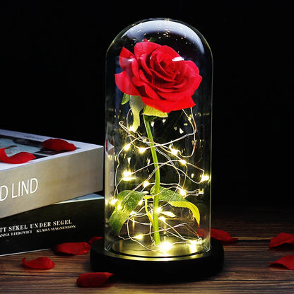 Eternal Rose in Glass Dome | Handpicked, LED Lit & Ideal for Romantic Gifts and Home Decor