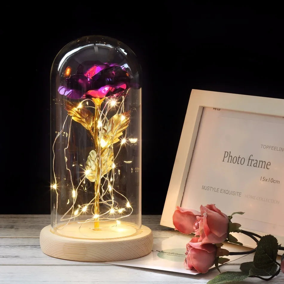 Eternal Rose in Glass Dome | Handpicked, LED Lit & Ideal for Romantic Gifts and Home Decor