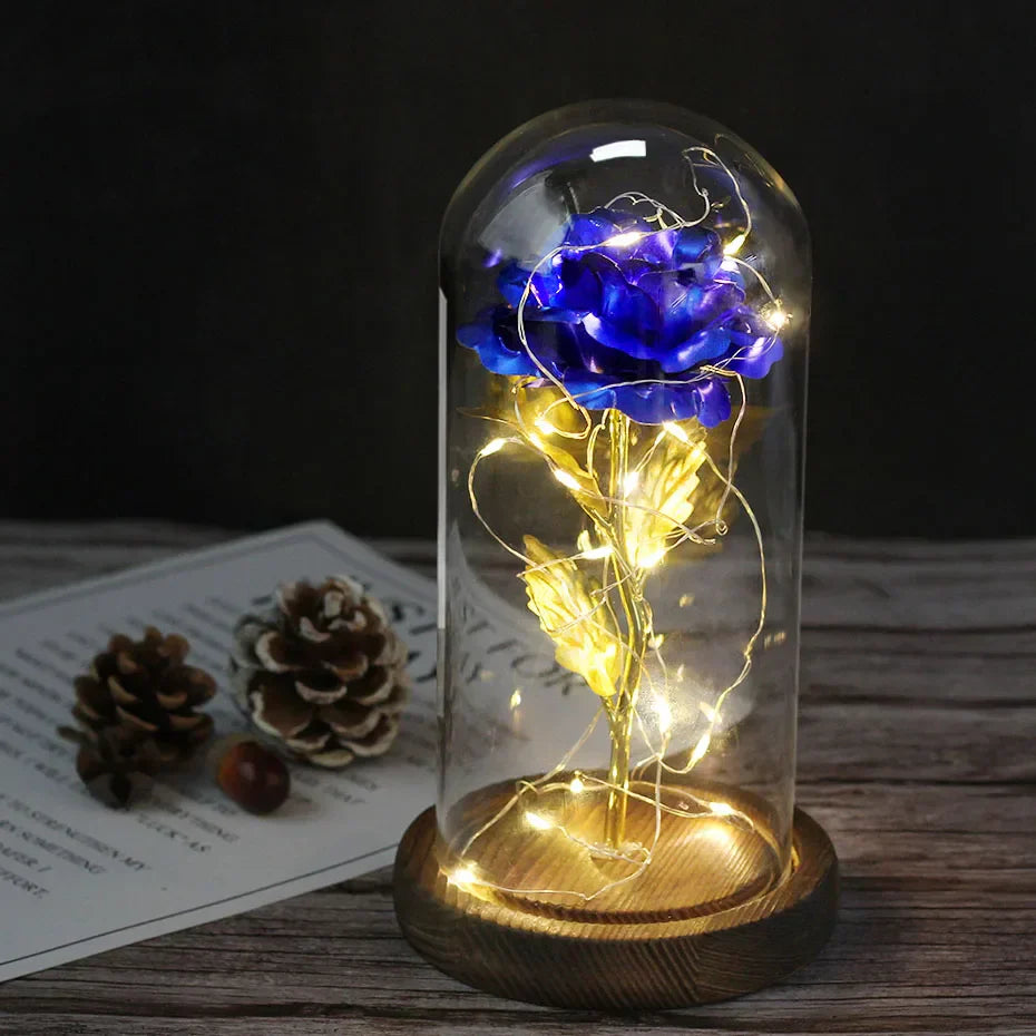 Eternal Rose in Glass Dome | Handpicked, LED Lit & Ideal for Romantic Gifts and Home Decor