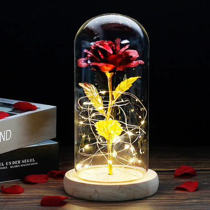 Eternal Rose in Glass Dome | Handpicked, LED Lit & Ideal for Romantic Gifts and Home Decor