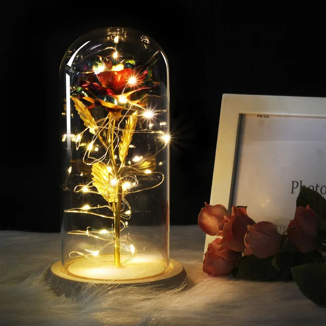 Eternal Rose in Glass Dome | Handpicked, LED Lit & Ideal for Romantic Gifts and Home Decor