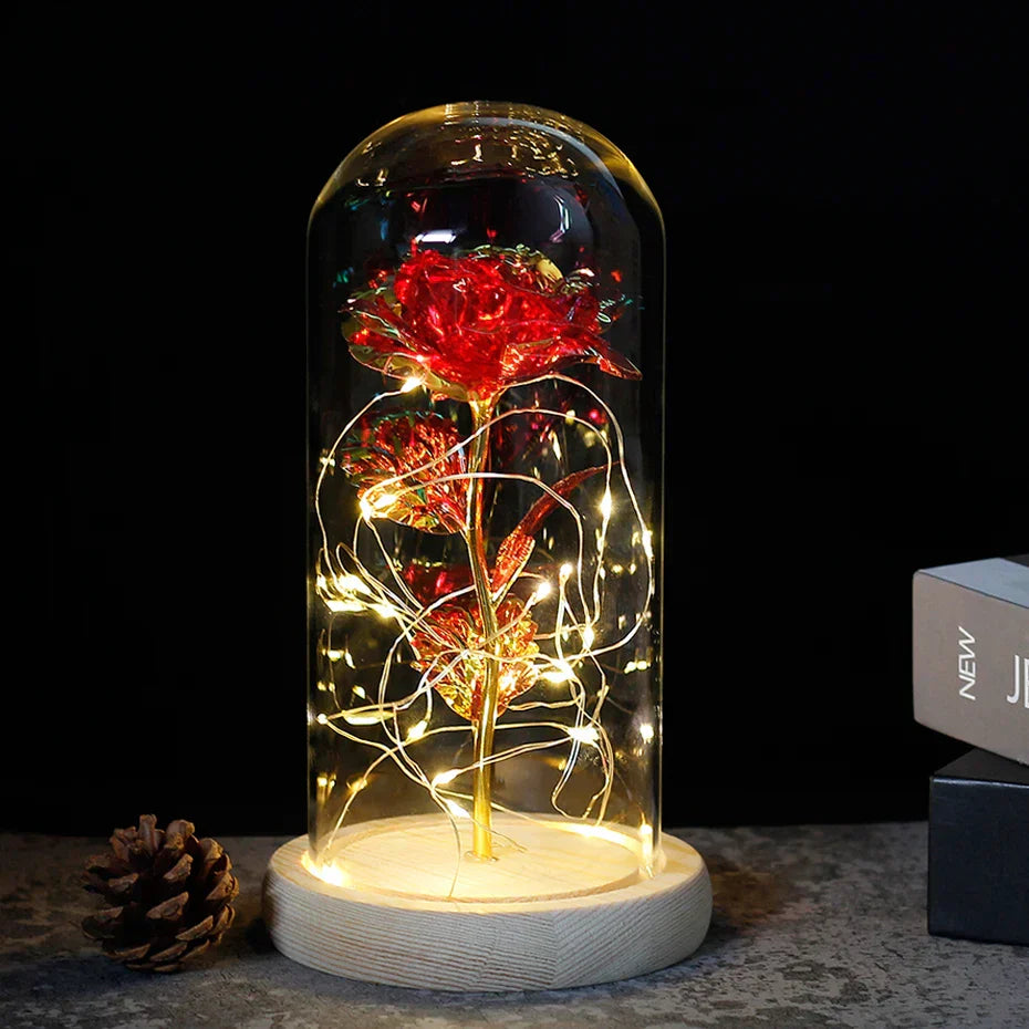 Eternal Rose in Glass Dome | Handpicked, LED Lit & Ideal for Romantic Gifts and Home Decor