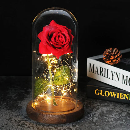 Eternal Rose in Glass Dome | Handpicked, LED Lit & Ideal for Romantic Gifts and Home Decor