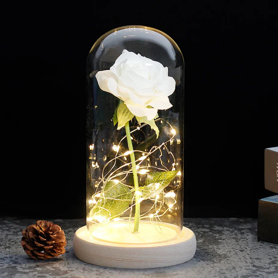Eternal Rose in Glass Dome | Handpicked, LED Lit & Ideal for Romantic Gifts and Home Decor